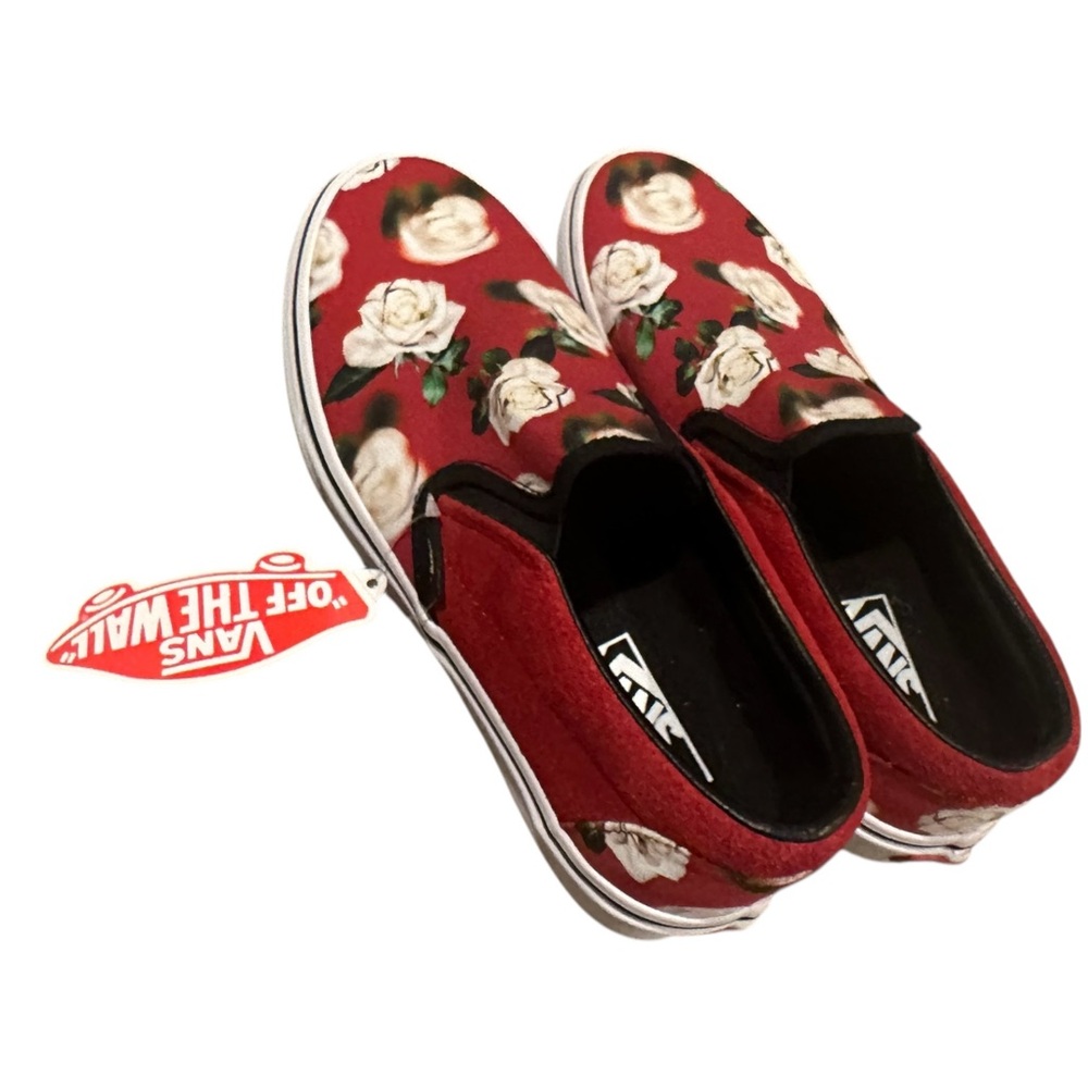 Vans Classic Slip-On Romantic Floral Red Rose Sneakers Men 6.5 Women 8 - Picture 13 of 16